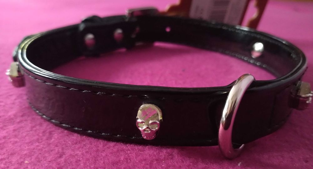 Obroża  w czaszki kryształki + metal PIĘKNA NOWA wysyłka Olx