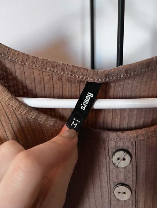 bluzka z dlugim rękawem beżowa