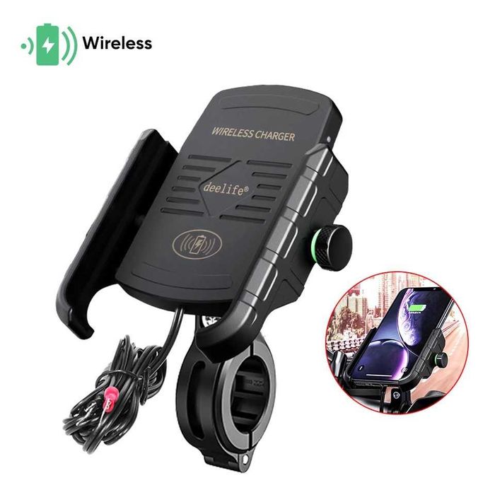 Suporte telemóvel carregador sem fios wireless moto cafe racer