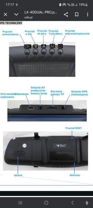 orllo lx-40 dual Kamera samochodowa