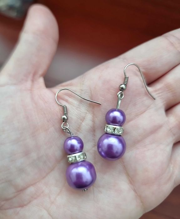 Brincos roxos e prateados - nunca usados
