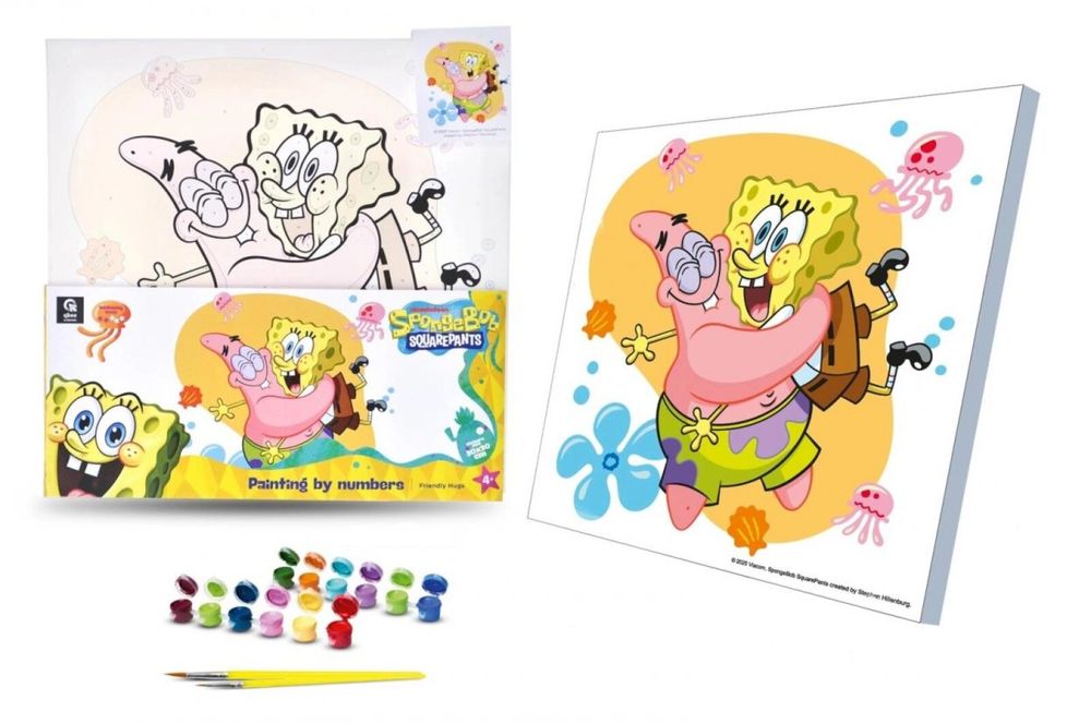 Malowanie po numerach 30x30cm SpongeBob Qbee ,300x300 mm