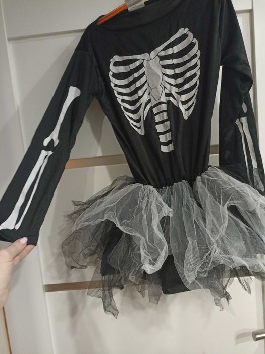 Strój karnawałowy kościotrup sukienka 134-140