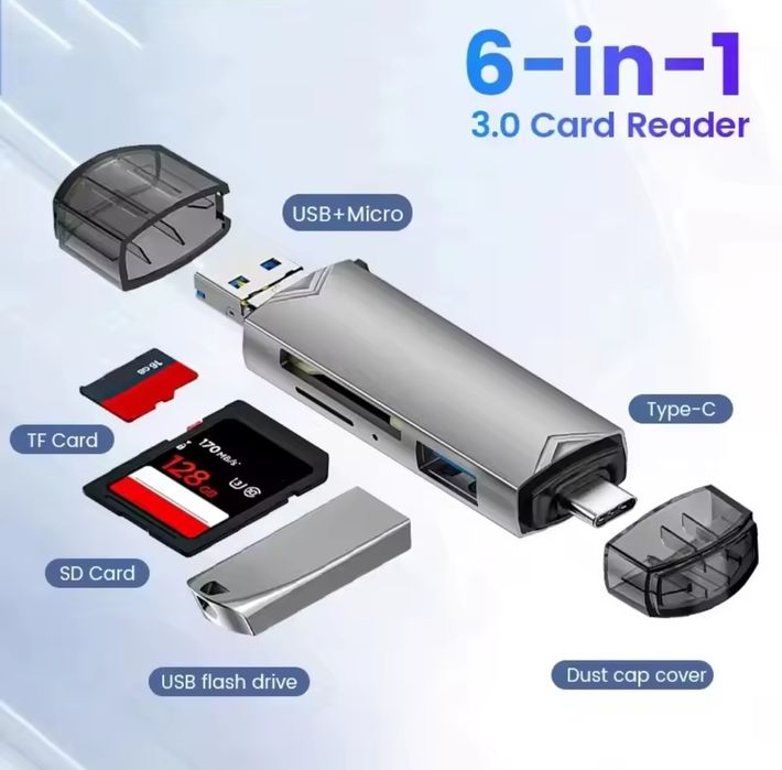 Card reader USB 3.0 TF microSD SD SDXC Зчитувач картридер флеш-карт  6