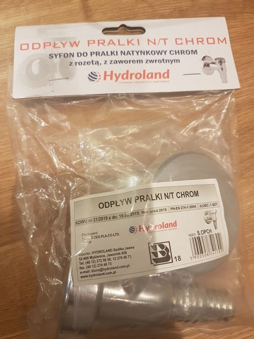 Syfon pralkowy z zaworem zwrotnym chrom