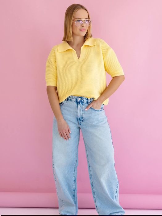 Sweterek damski kołnierzyk polo kolory nowość