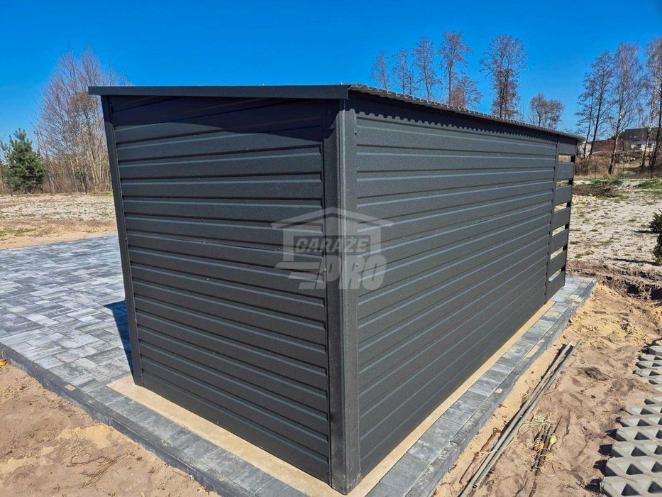Schowek - Domek Ogrodowy 4x2m + wiata 1m brama 2x okno dach GP615