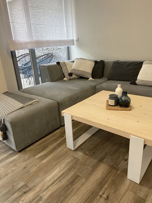 Sofa narożna Infinity z pufą szara kare
