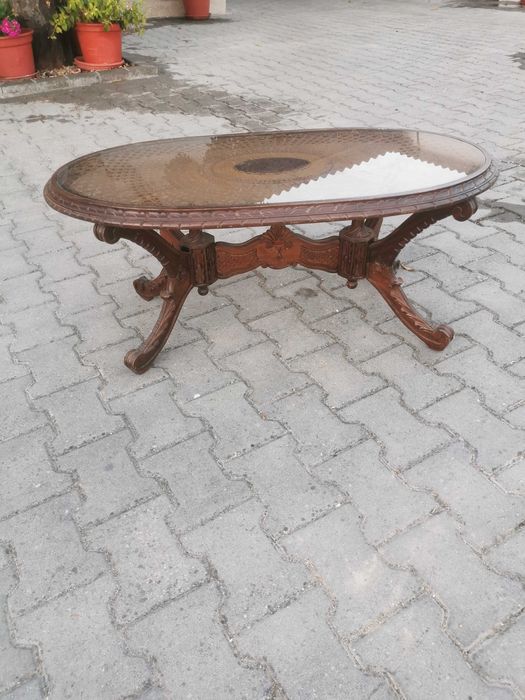 Mesa de centro tampo verga com vidro