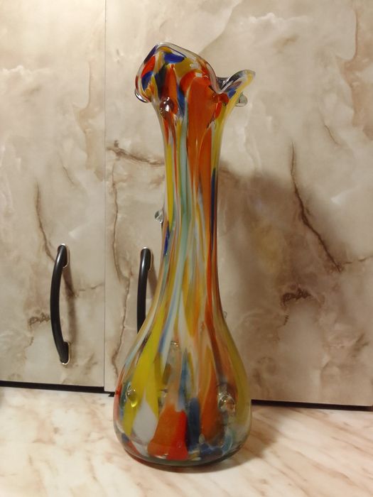 Wazon kolorowe szkło sękacz prl