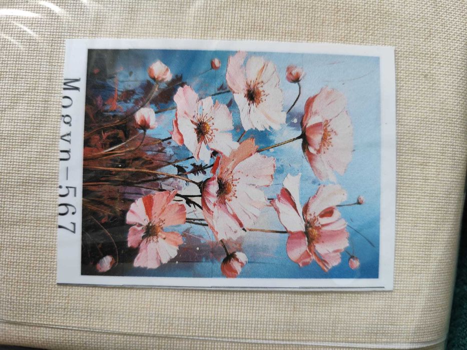 Malowanie po numerach - różowe kwiaty