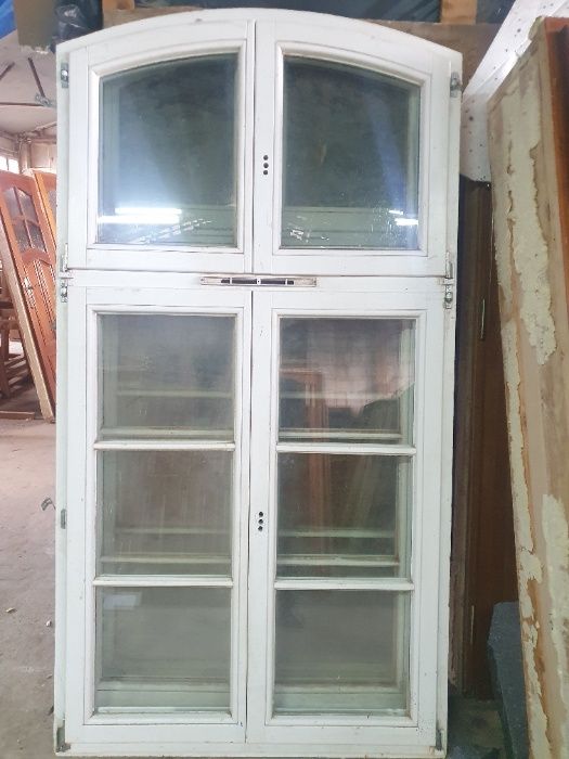 OKNO Drewniane Łukowe Sosnowe ze szprosami Białe 120x228cm