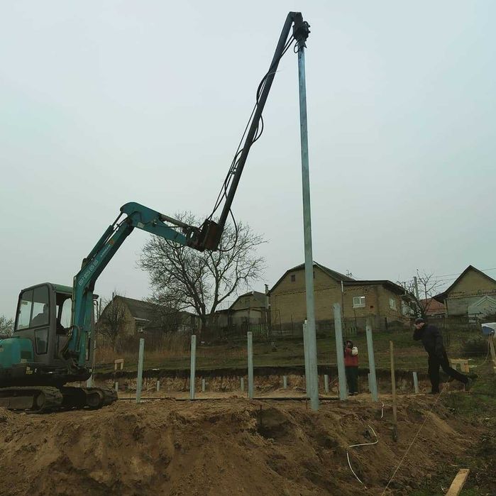 Сваи винтовые, геошуруп, гвинтові палі, монтаж, винтовой фундамент