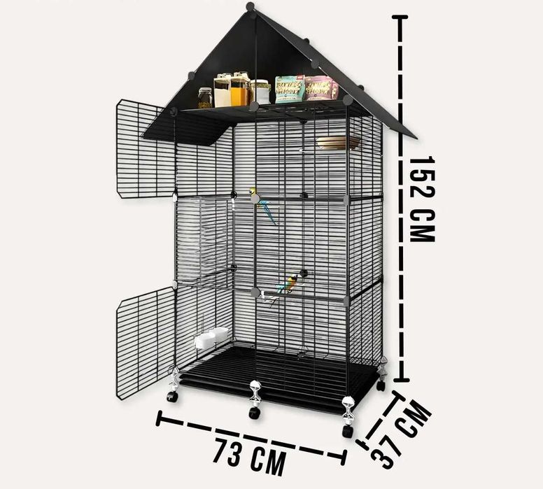 Велика металева клітка для птахів, Підлогова клітка для папуги