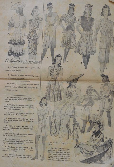 Jornal O SÉCULO - Suplemento antigo Modas e Bordados - moda estilismo
