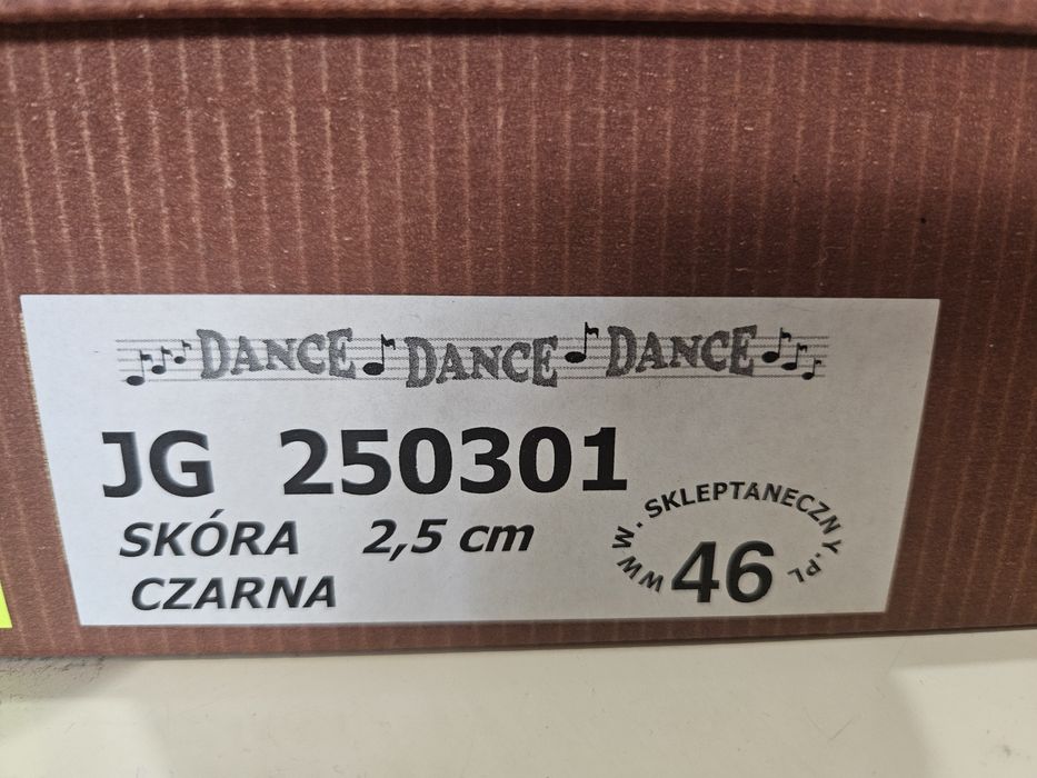 Buty do tańca towarzyskiego JG 46 skóra czarna obcas