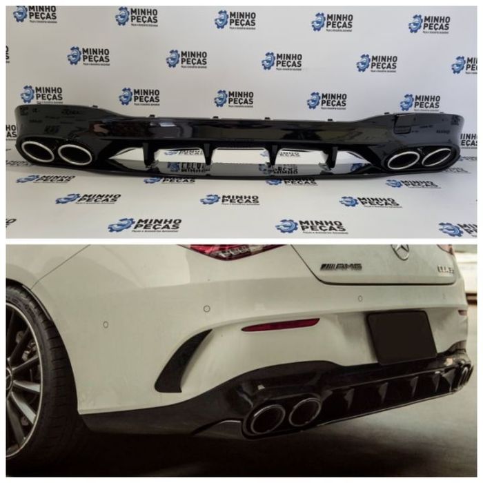 Difusor Traseiro Mercedes CLA (W118) Look CLA35 (Ponteiras Cromadas)