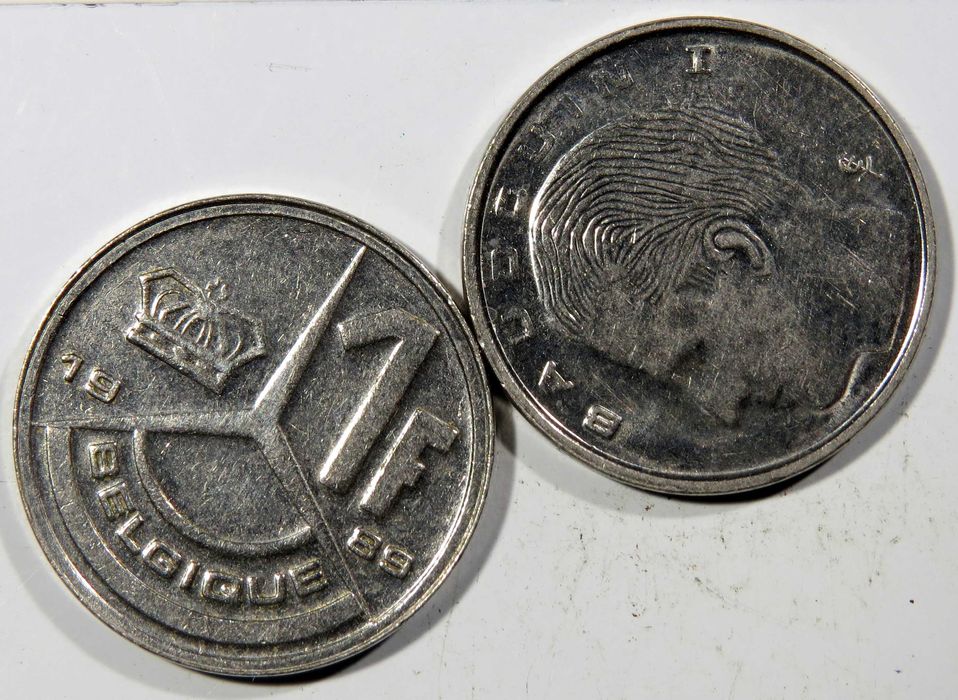 Moedas Belgas - 1 Franco 1989 x2 - Belas