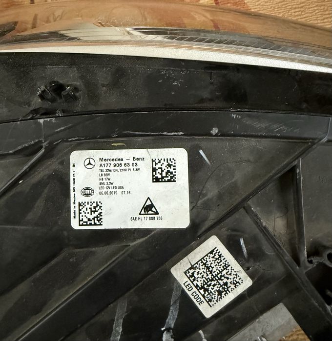 Фара передня ліва mercedes a class w177