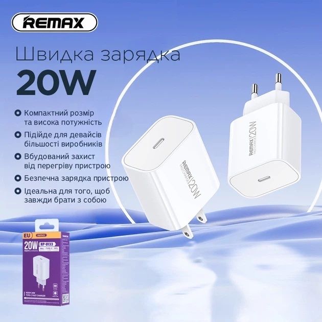 Power Adapter 20W USB-C зарядний блок адаптер швидка зарядка iphone