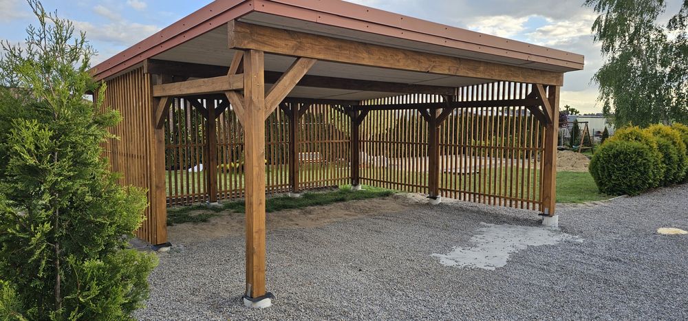 Wiata garażowa drewniana, altana ogrodowa