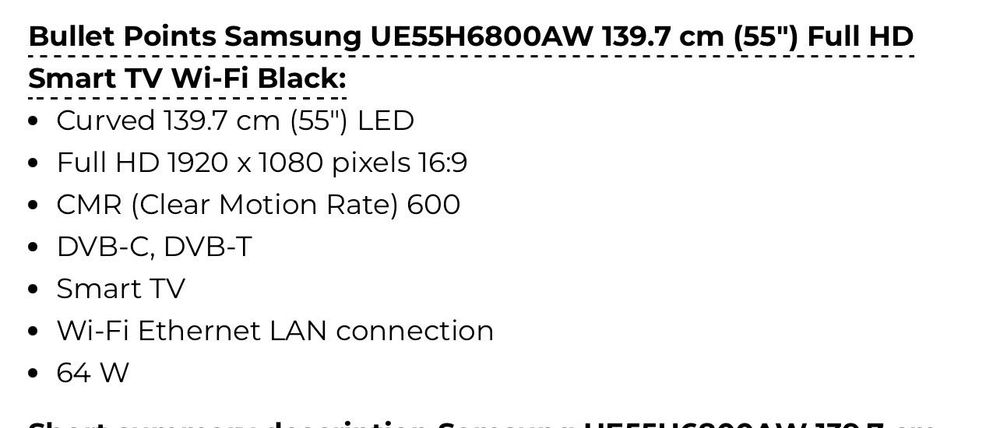 TV Curva Samsung 55” (137cm)