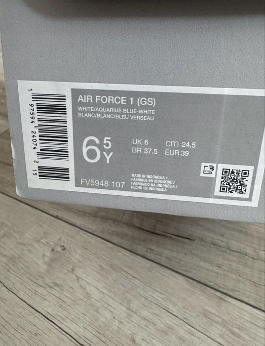 Buty Nike Air Force 1 GS White Aquarius roz. 39