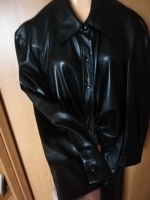 sukienka Zara Maxi XL sztuczna skóra czarna napy