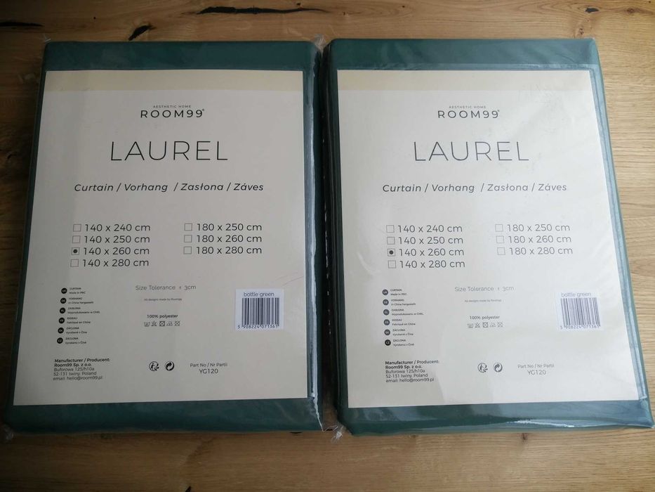 Zasłony zaciemniające 140x260 na przelotkach LAUREL Room99 butelkowa zieleń 2 sztuki