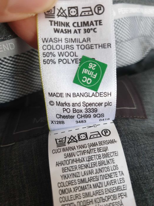 Nowe czarne wełniane spodnie M&S 2XL