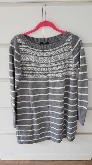 sukienka tunika paski norweski wzór święta zima jesień sweter