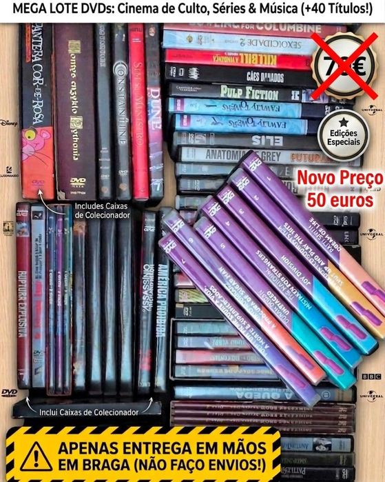 Mega Lote DVDs: Cinema de Culto, Séries e Documentários Musicais (+40)