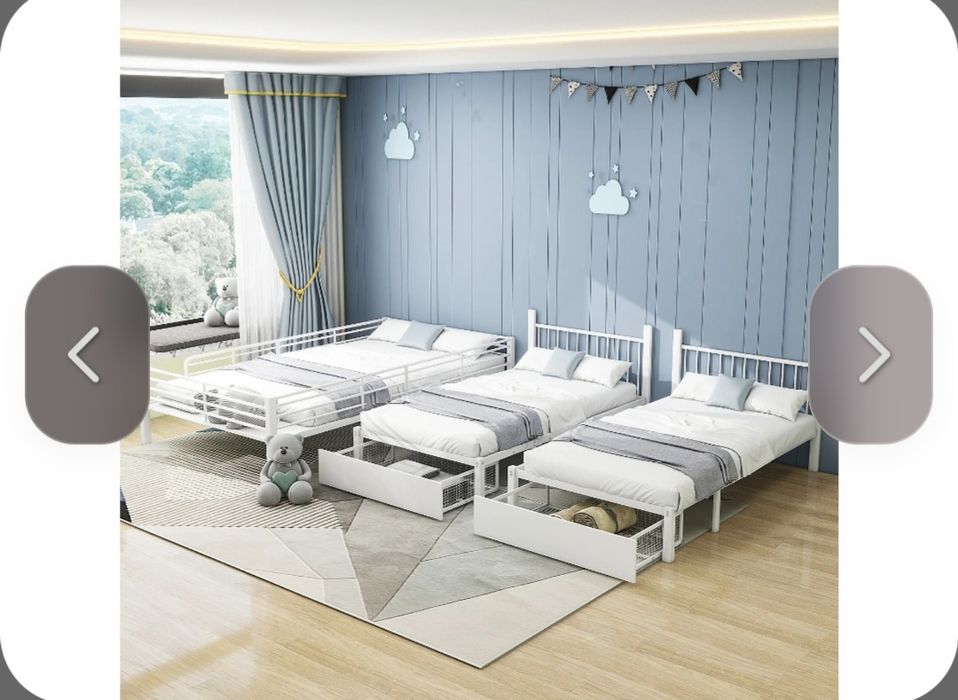 Beliches triplos com colchões - casal 140 x 200 cm e 2 camas de solteiro
Como novo (6 meses de utilização) 
Motivo: mudança de casa
Sem colchões