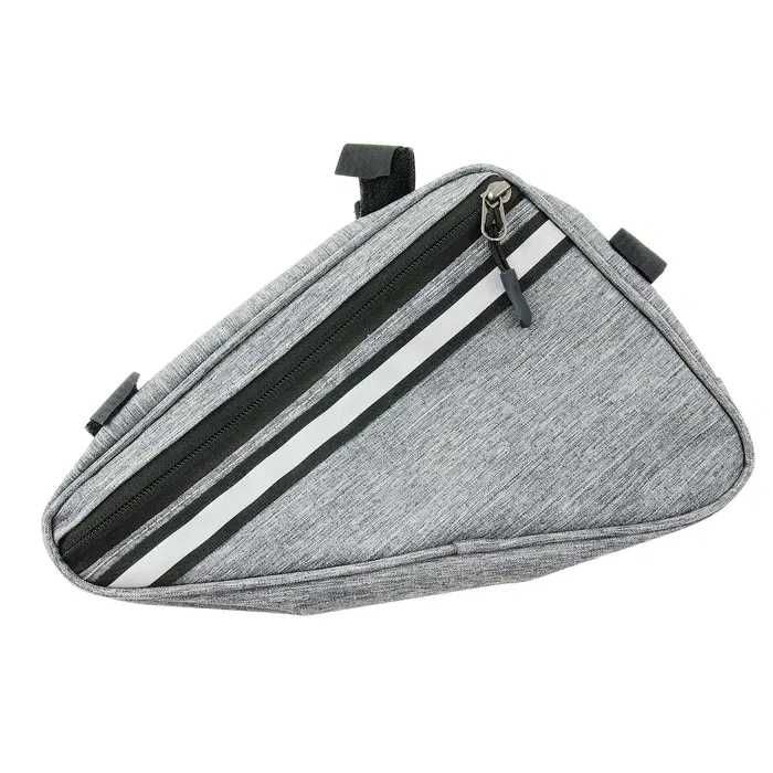 Sakwa rowerowa trójkątna na ramę, mocna, 2 komory, 130 g, szara, P