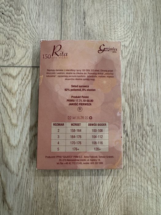 Nowe szare melanżowe grube rajstopy mikrofibra 150 den M Gajatex Prim