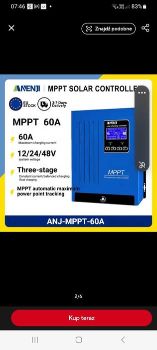 60A mppt Aneji solarny regulator ładowania