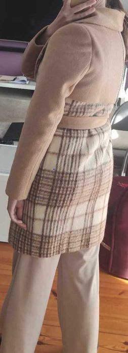 Płaszcz damski Monica alpaka 36 beż, brąz jak nowy