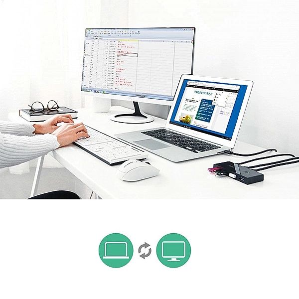 Ugreen switch box HUB przełącznik 4x USB 2.0 rozdzielacz USB na dwa ko