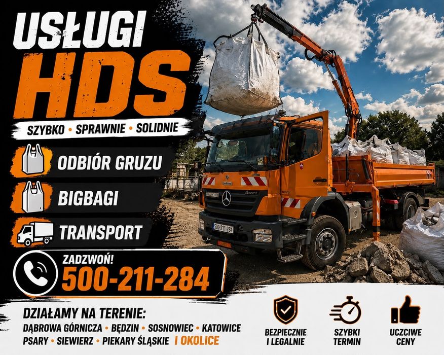 Wywóz/odbiór gruzu/ziemi w workach typu  Big Bag HDS