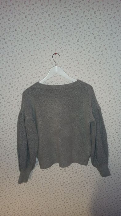 Sweter 40 szary bufiaste szerokie rękawy