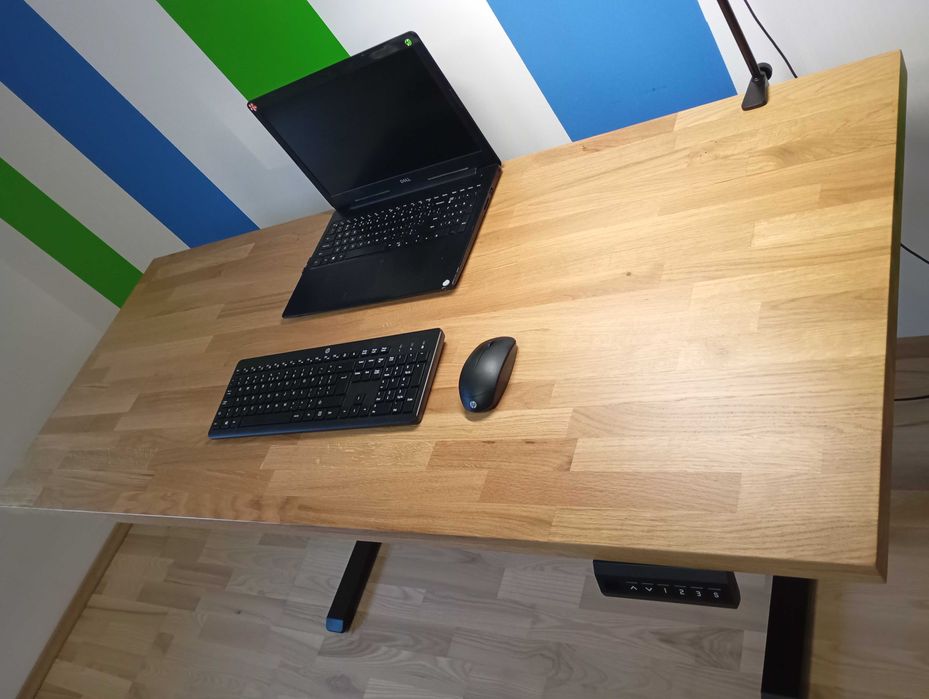 Biurko gamingowe dębowe, nowe, elektryczne stelaż regulowany