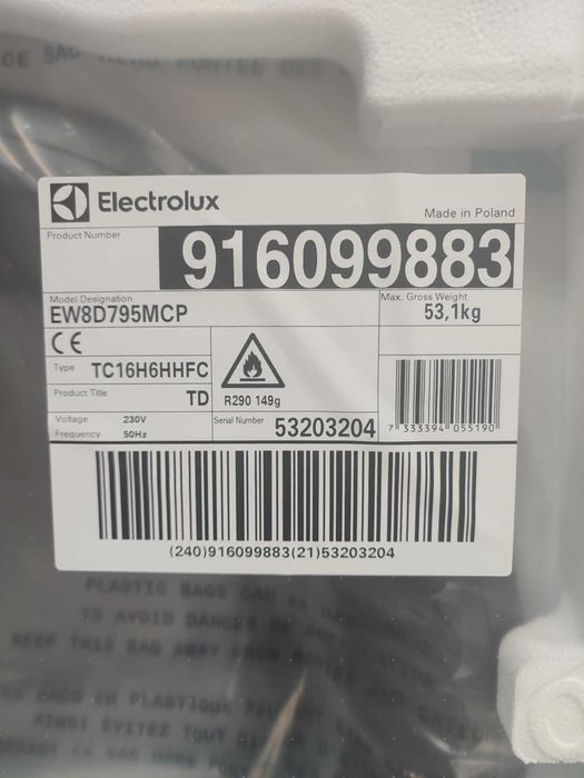 EW8D795MCP Suszarka z pompą ciepła 800 UltraCare . 9 kg NOWA