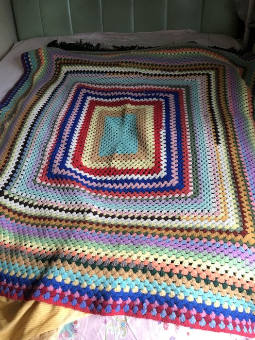 Покрывало вязанное шерстяное,хб плотное