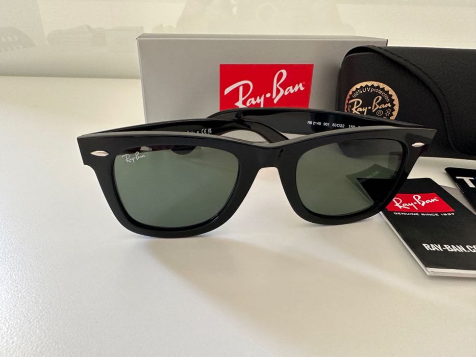 RayBan Original RB2140 Wayfarer Preto Verde G15 Novos