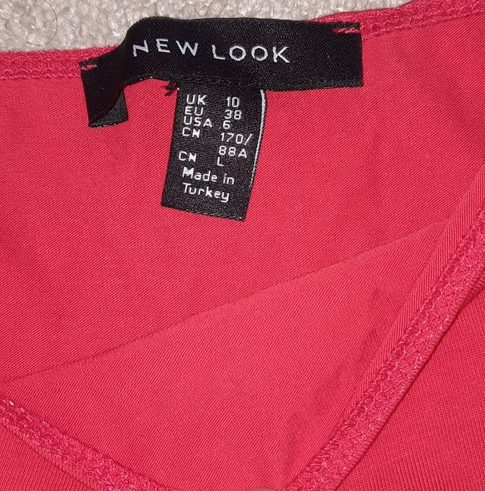 Bluzka czerwona new look bluzka 3/4 bluzka dopasowana bluzka bufki