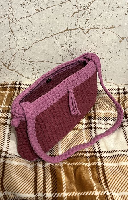 Torebka różowa na ramie handmade