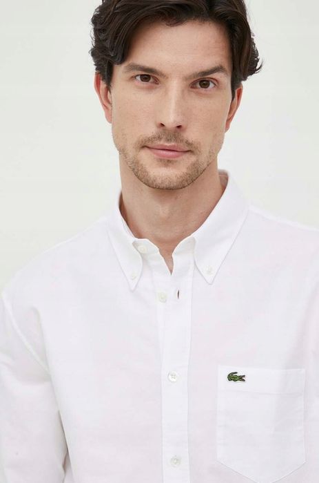 Lacoste 40 L Koszula Męska Biała Regular Fit 100% Bawełna D2185