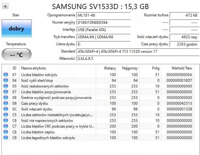 Dysk twardy Samsung SV1533D 16GB PATA (IDE/ATA) 3,5"