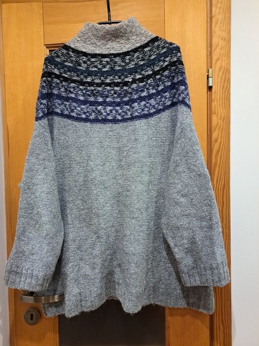 sweter z alpaką 52 54 H&M szary z ozdobnym wzorem
