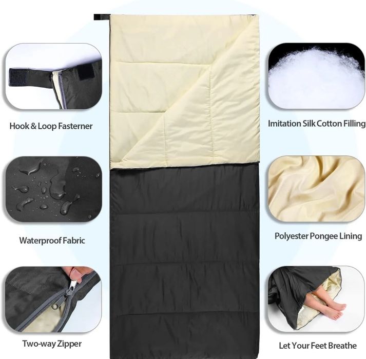 Lekki Śpiwór koc Ohuhu 3 sezonowy  188 cm x 84 cm